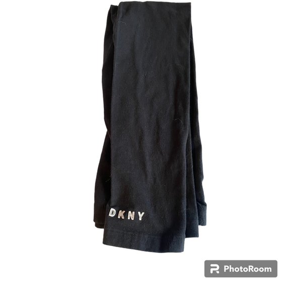 DKNY Girl's black Leggings with logo on bottom of leg sz 7-8 - Picture 1 of 4